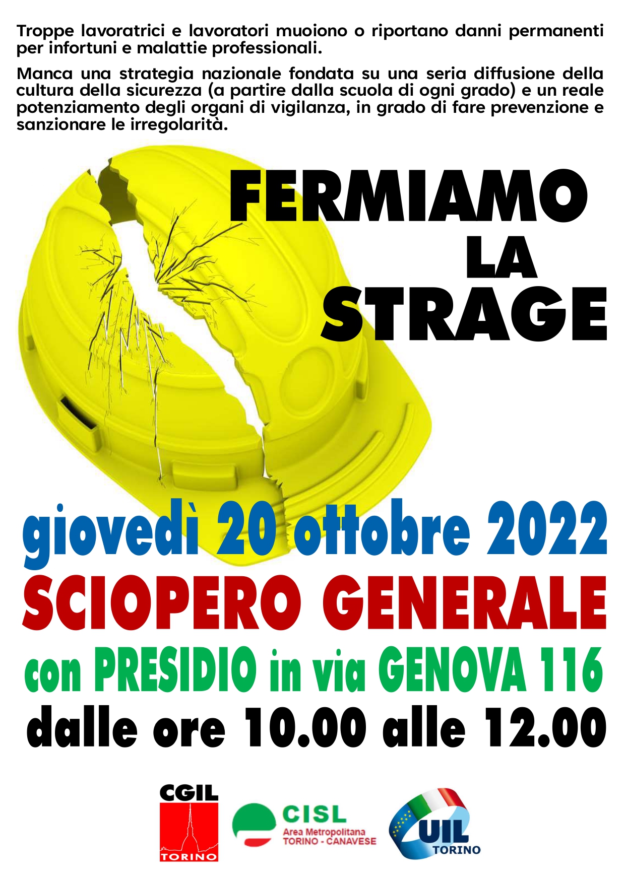 SCIOPERO GENERALE 20 OTTOBRE 2022, FERMIAMO LA STRAGE