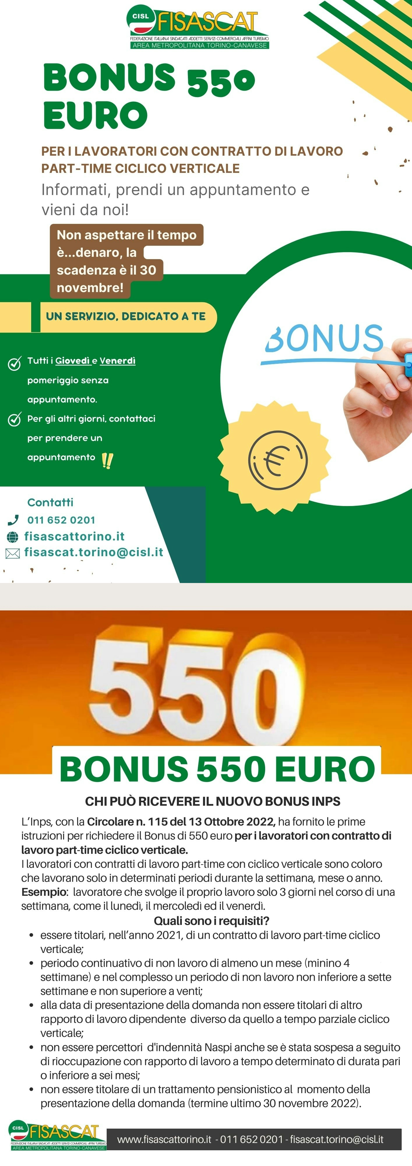 BONUS 550 EURO. ECCO A CHI ASPETTA E COME FARE RICHIESTA